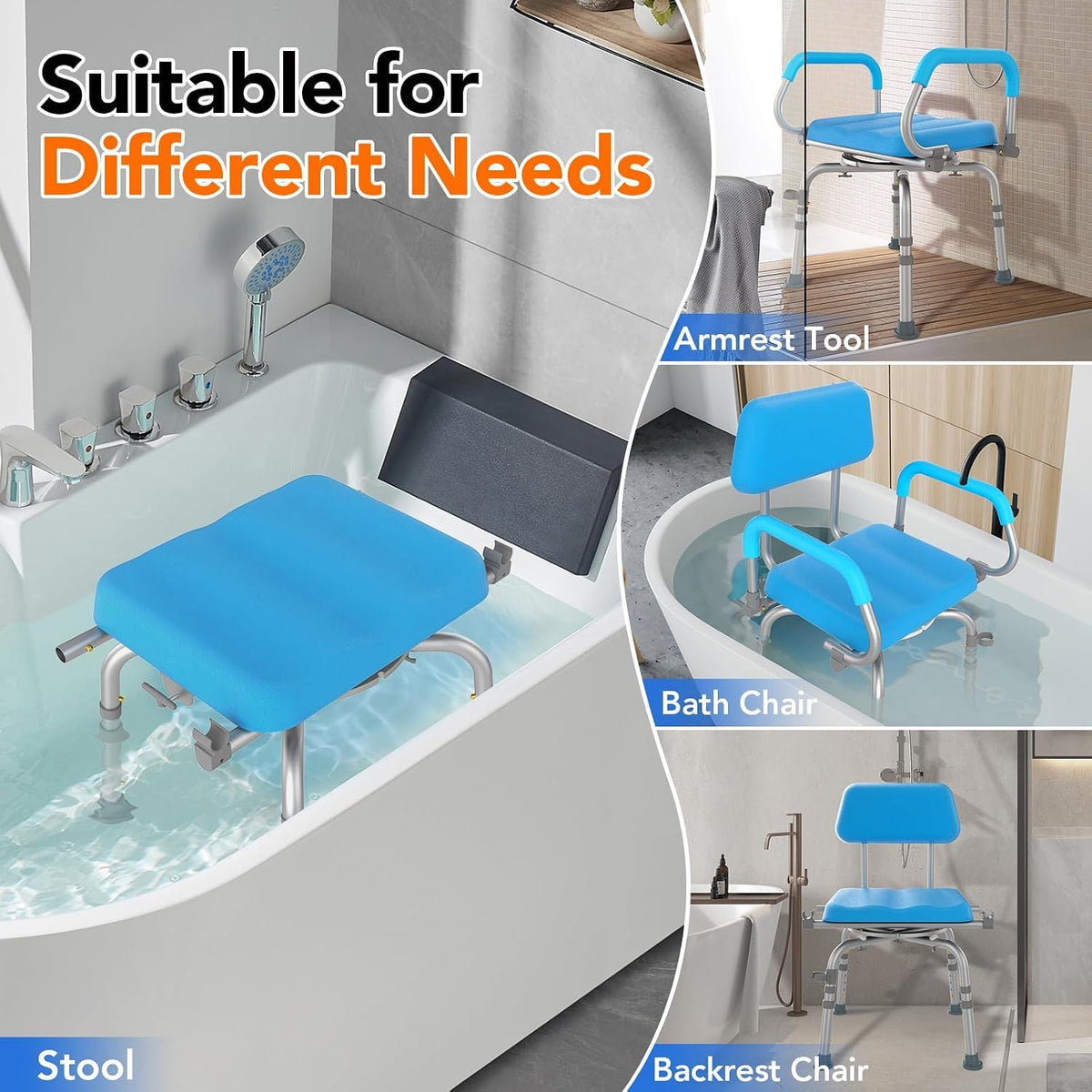 Swivel Shower Chair with Arms and Back U555764