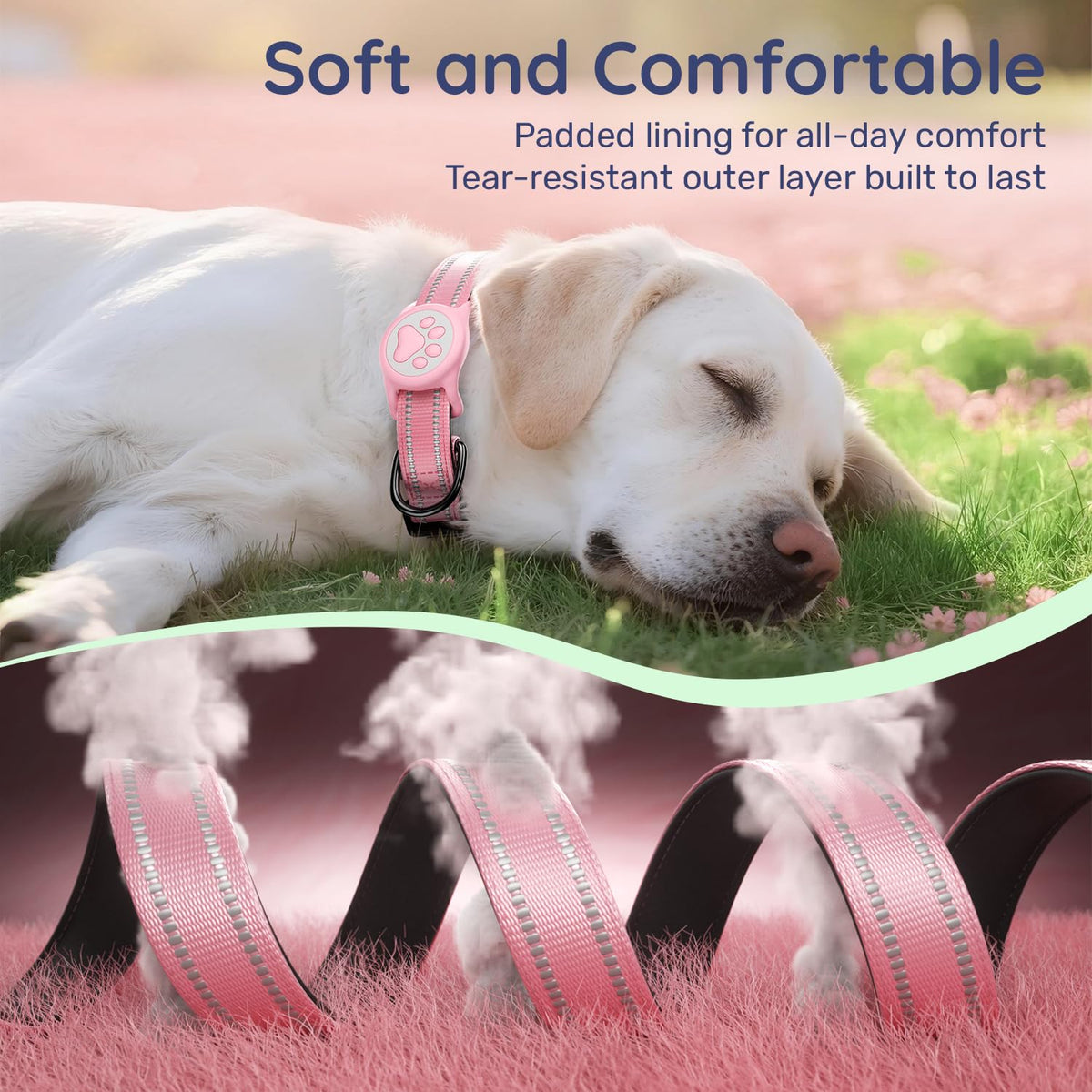 Pink IP68 Waterproof Dog Collar L1935