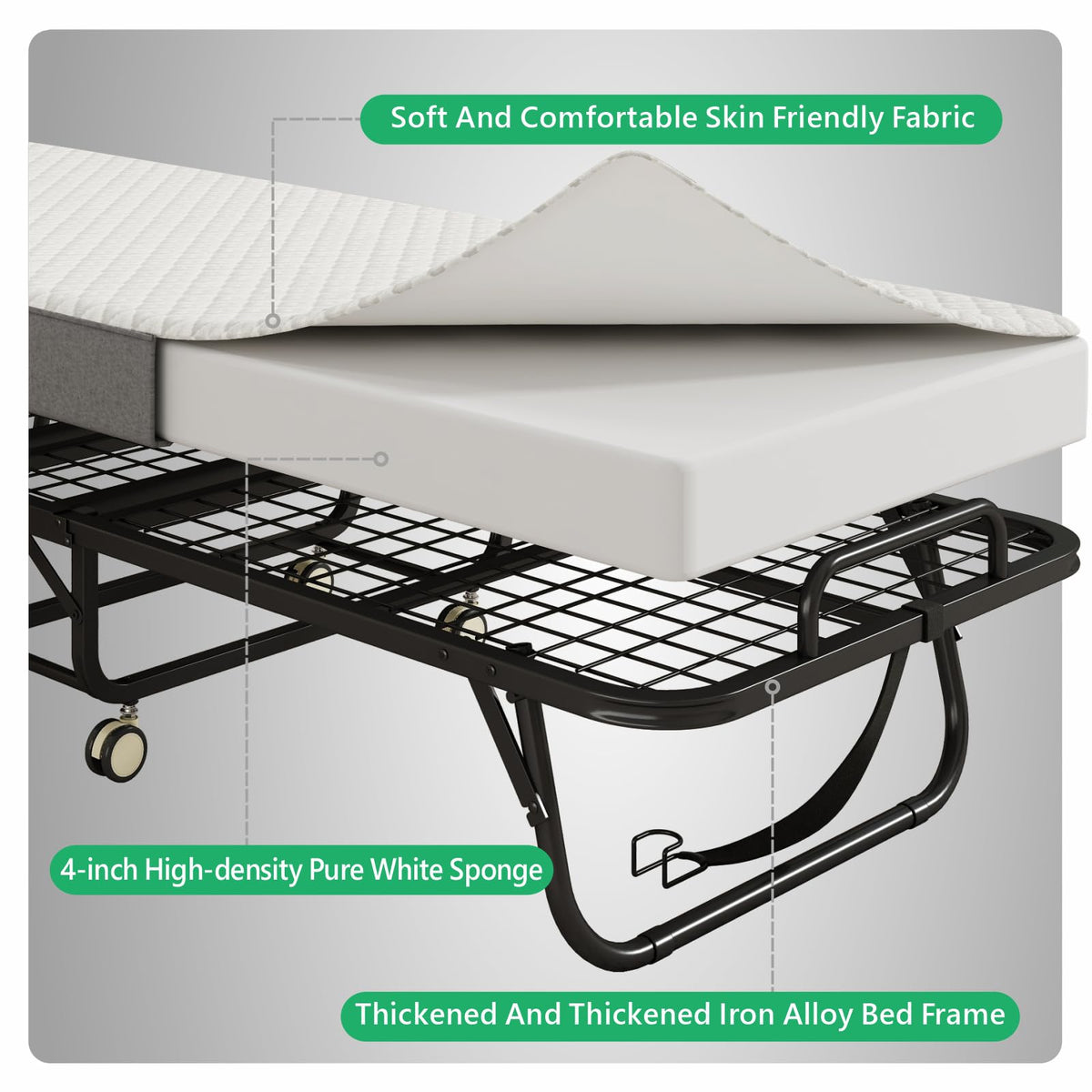 Folding Twin XL Size Bed with Memory Foam Mattress R41701