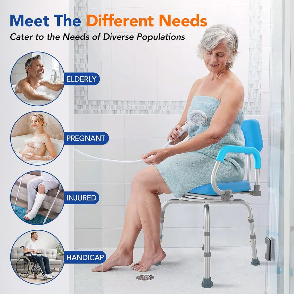 Swivel Shower Chair with Arms and Back U555764