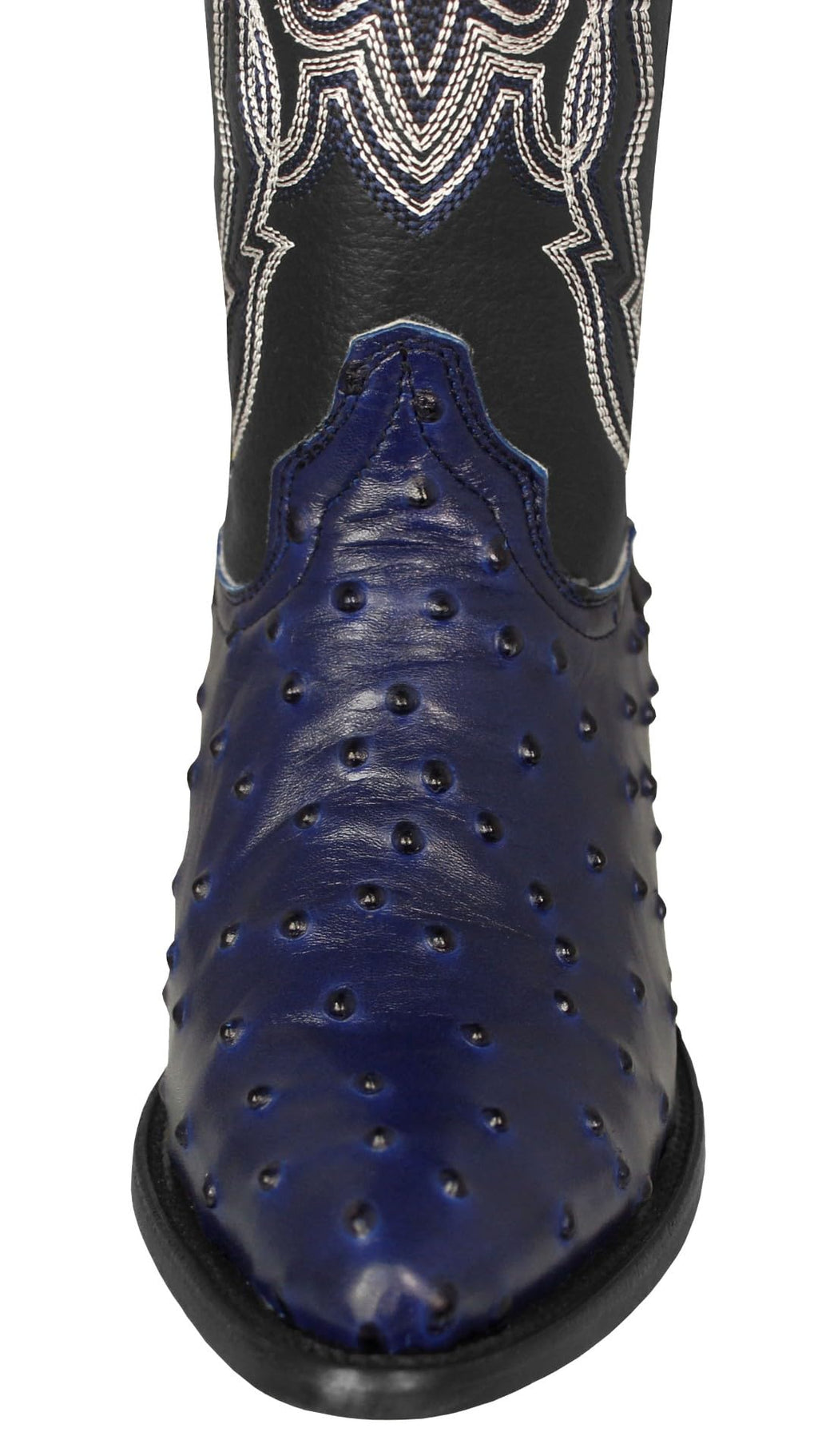 Blue Ostrich Quill Print Leather Western Cowboy Boots T2069