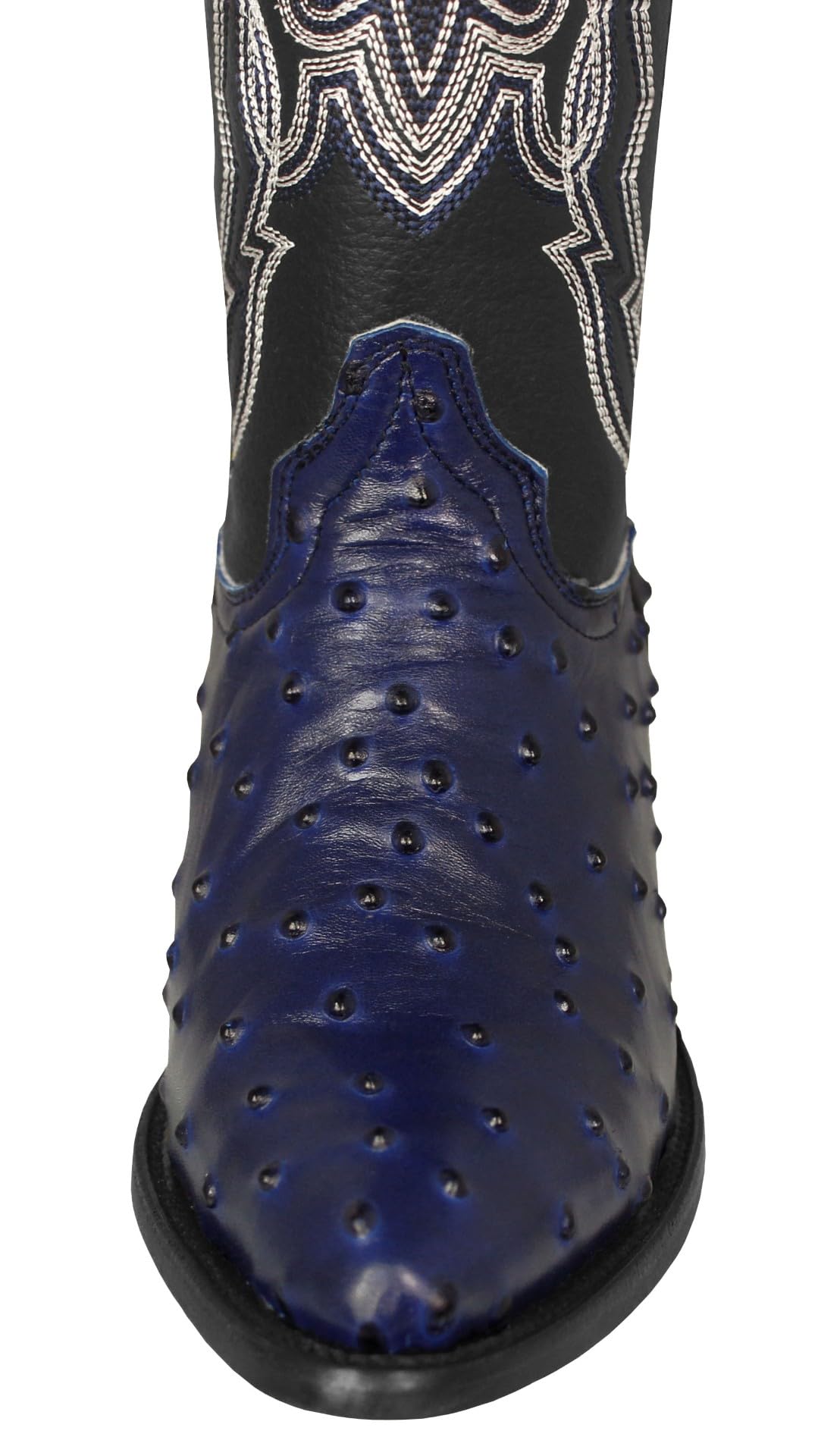 Blue Ostrich Quill Print Leather Western Cowboy Boots T2069