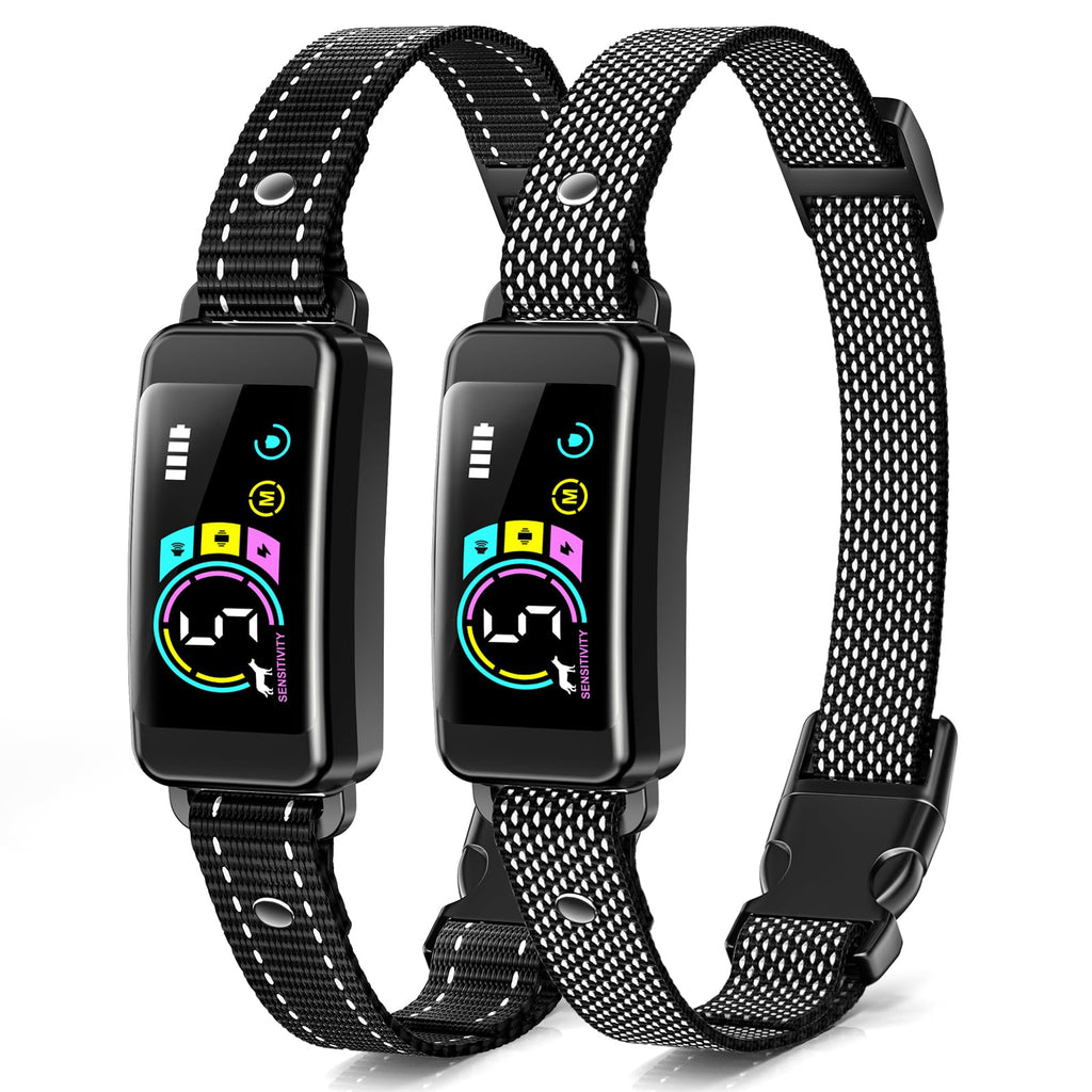 2 Pack Adjustable Bark Collar with Beep Vibration Shock T968