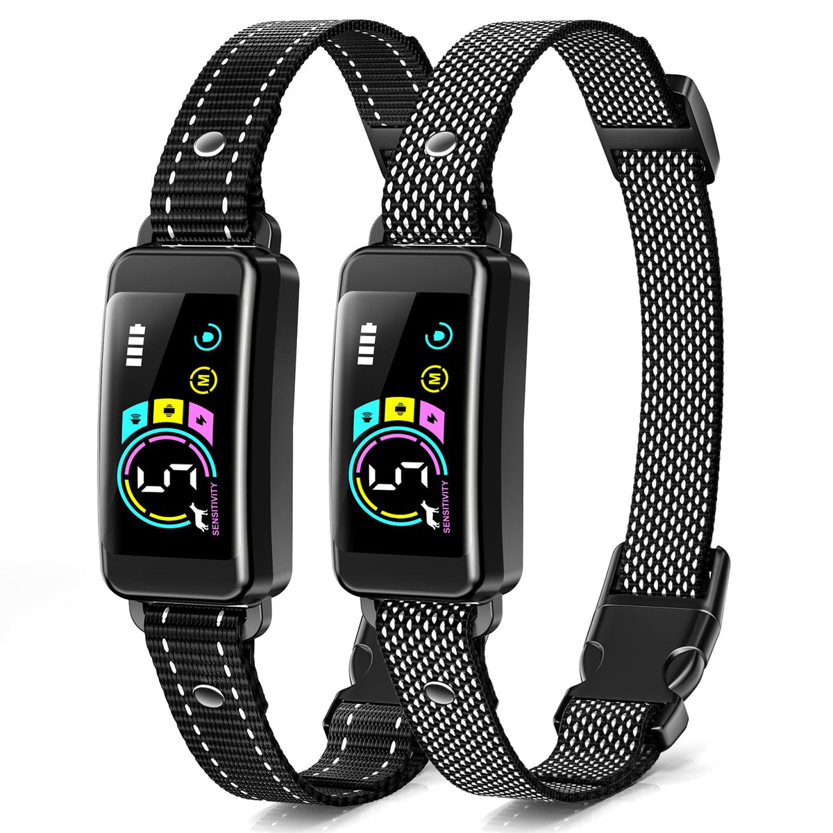2 Pack Adjustable Bark Collar with Beep Vibration Shock T968