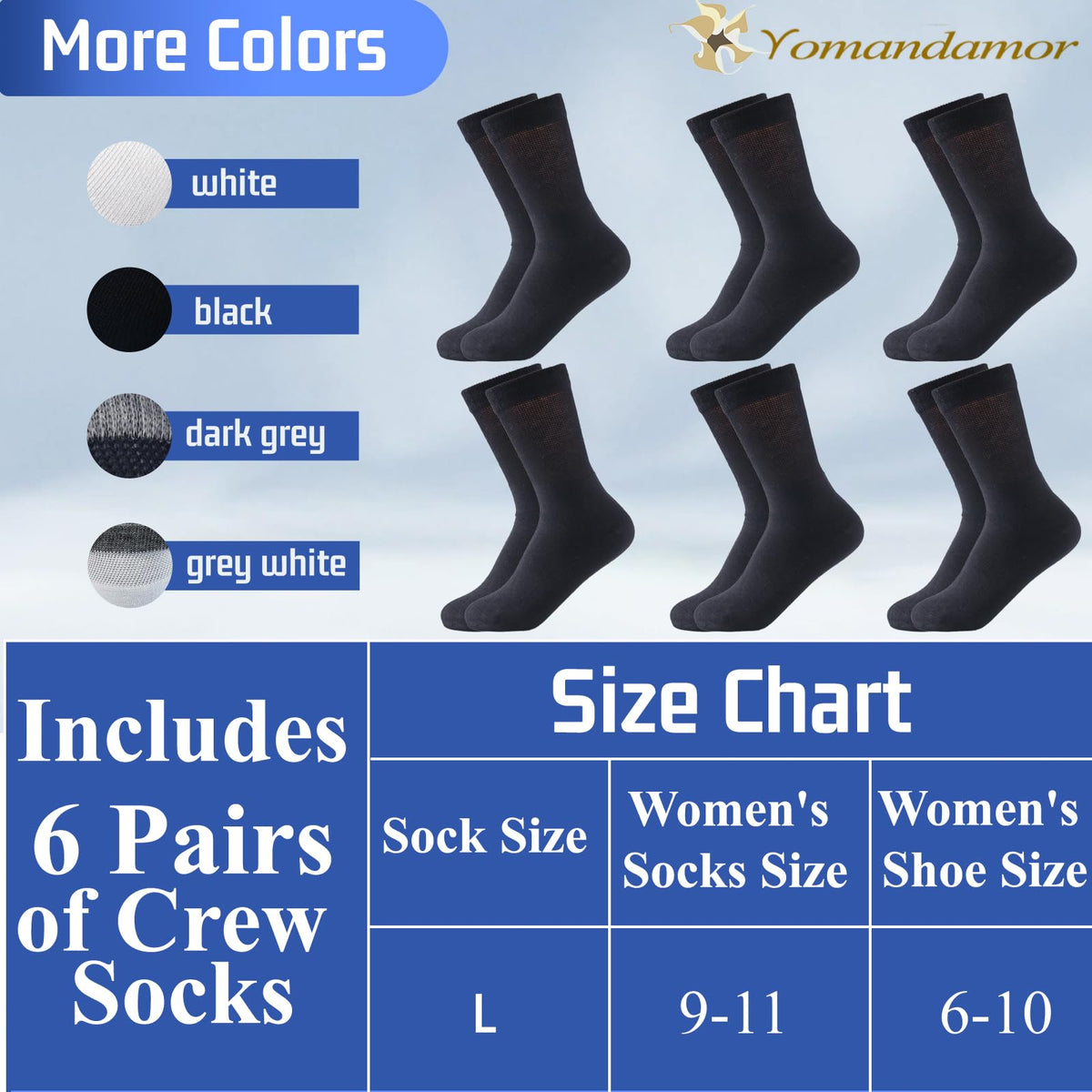 Womens Diabetic Crew Socks Seamless Toe 6 Pairs U643702