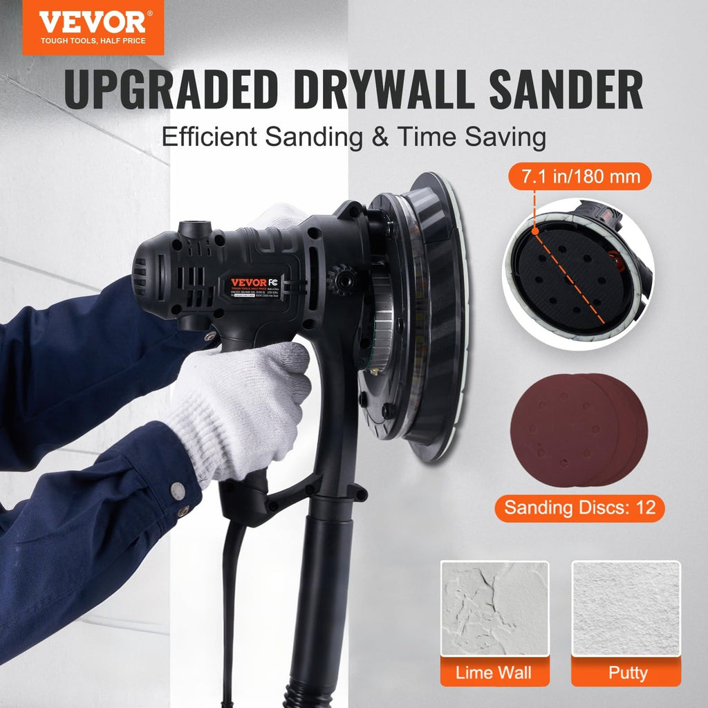 800W Electric Drywall Sander with 12 Sanding Discs L992208