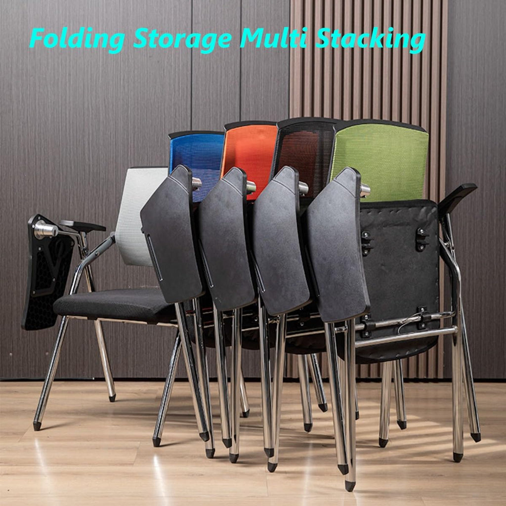 Orange Mesh Folding Stackable Chair with Writing Board R150