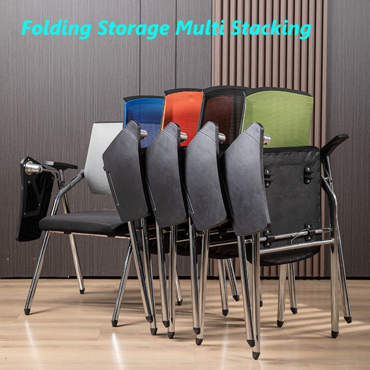 Orange Mesh Folding Stackable Chair with Writing Board R150