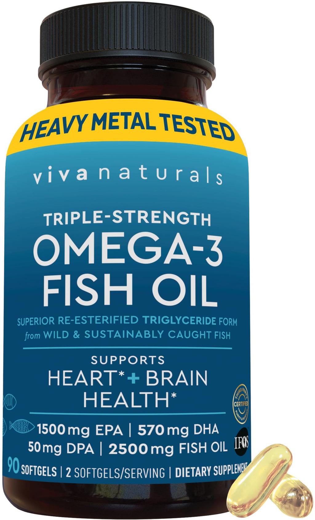 Omega 3 Fish Oil 2500 mg 90 Softgels Y42825