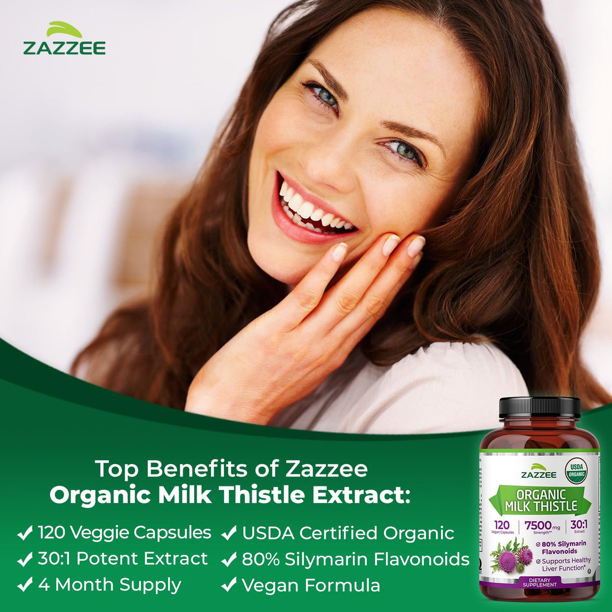 Organic Milk Thistle 30:1 Extract 120 Capsules Q4212
