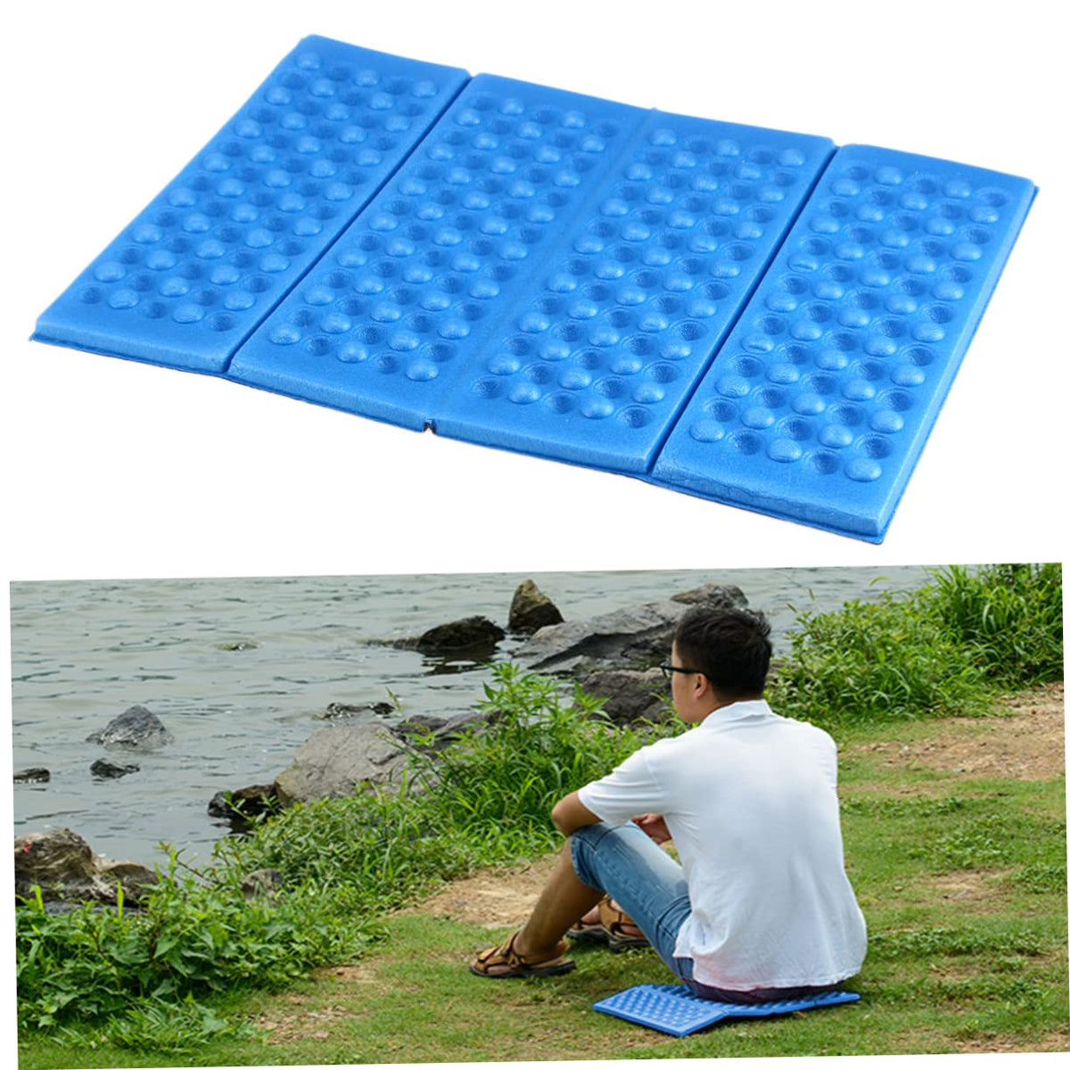 2 Pcs Folding Camping Seat Cushions with Storage Bag G17958