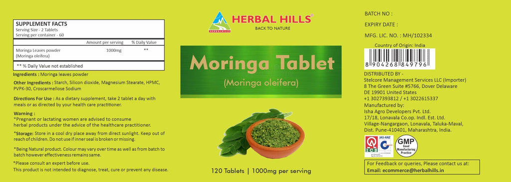 Moringa Tablets 120 Count 1000 mg J866585