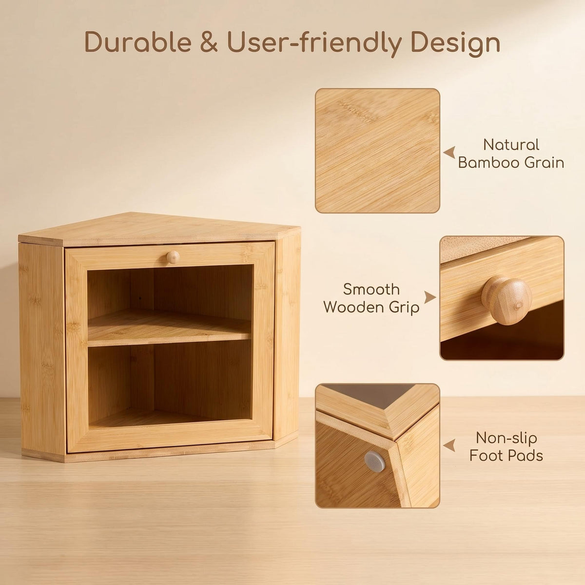 Bamboo 2 Tier Corner Bread Box D4232