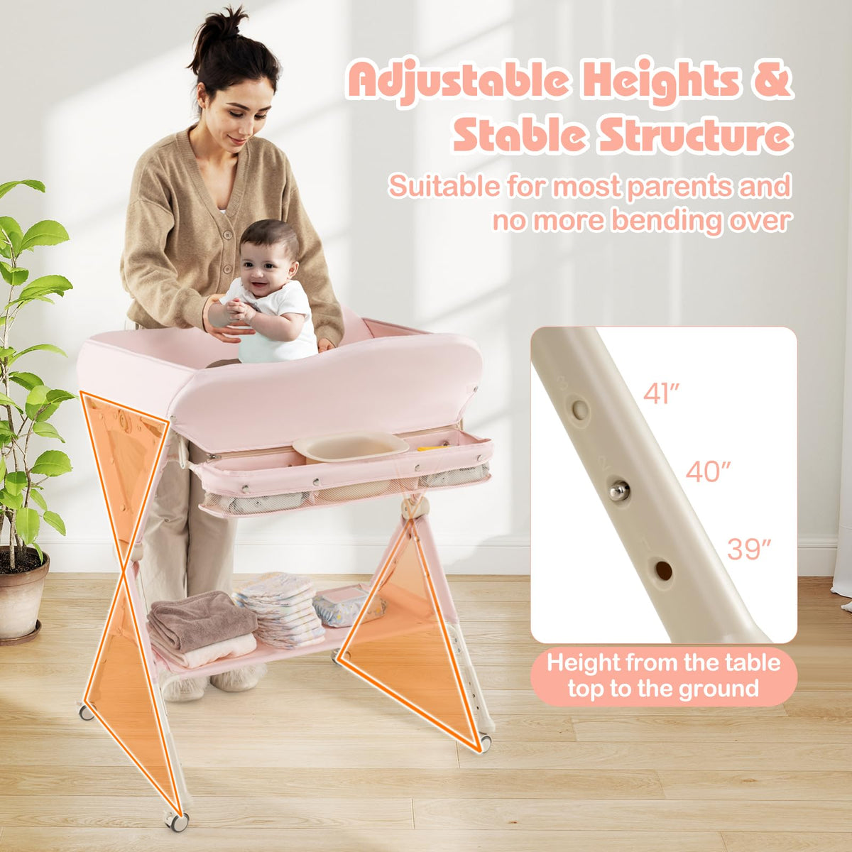 Portable Baby Changing Table with Wheels O1846