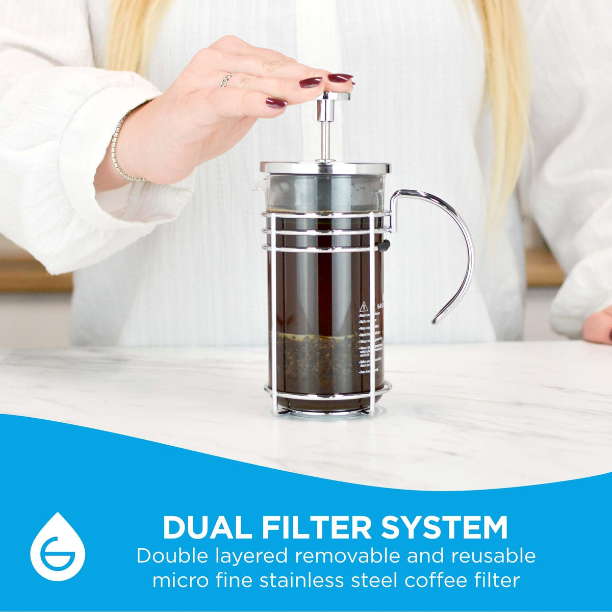 Glass French Press Coffee and Tea Maker, 11.8 oz Y133
