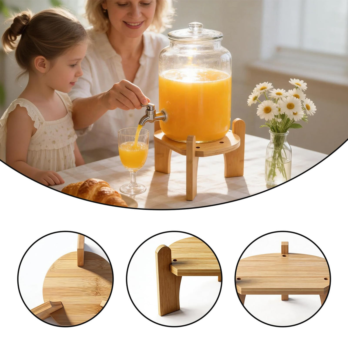 Beverage Dispenser with Bamboo Stand Z804994