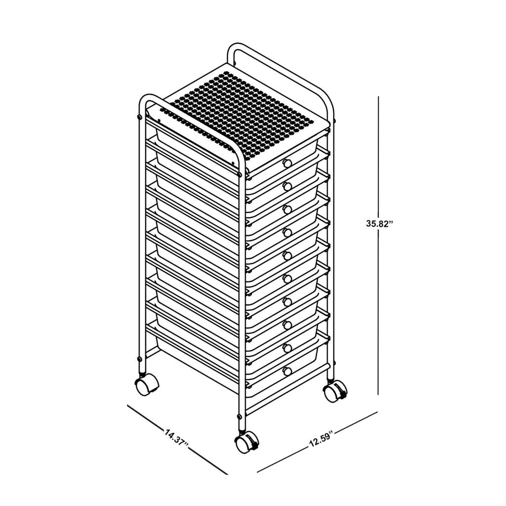 10 Drawer Mobile Cart White Chrome D710