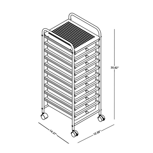 10 Drawer Mobile Cart White Chrome D710
