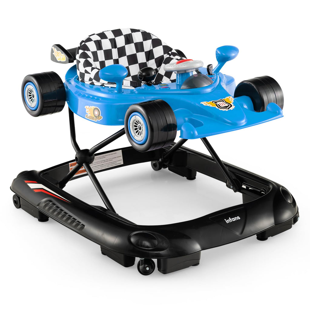 Foldable Baby Walker 3 in 1 Adjustable Height with Lights Music Blue U70324