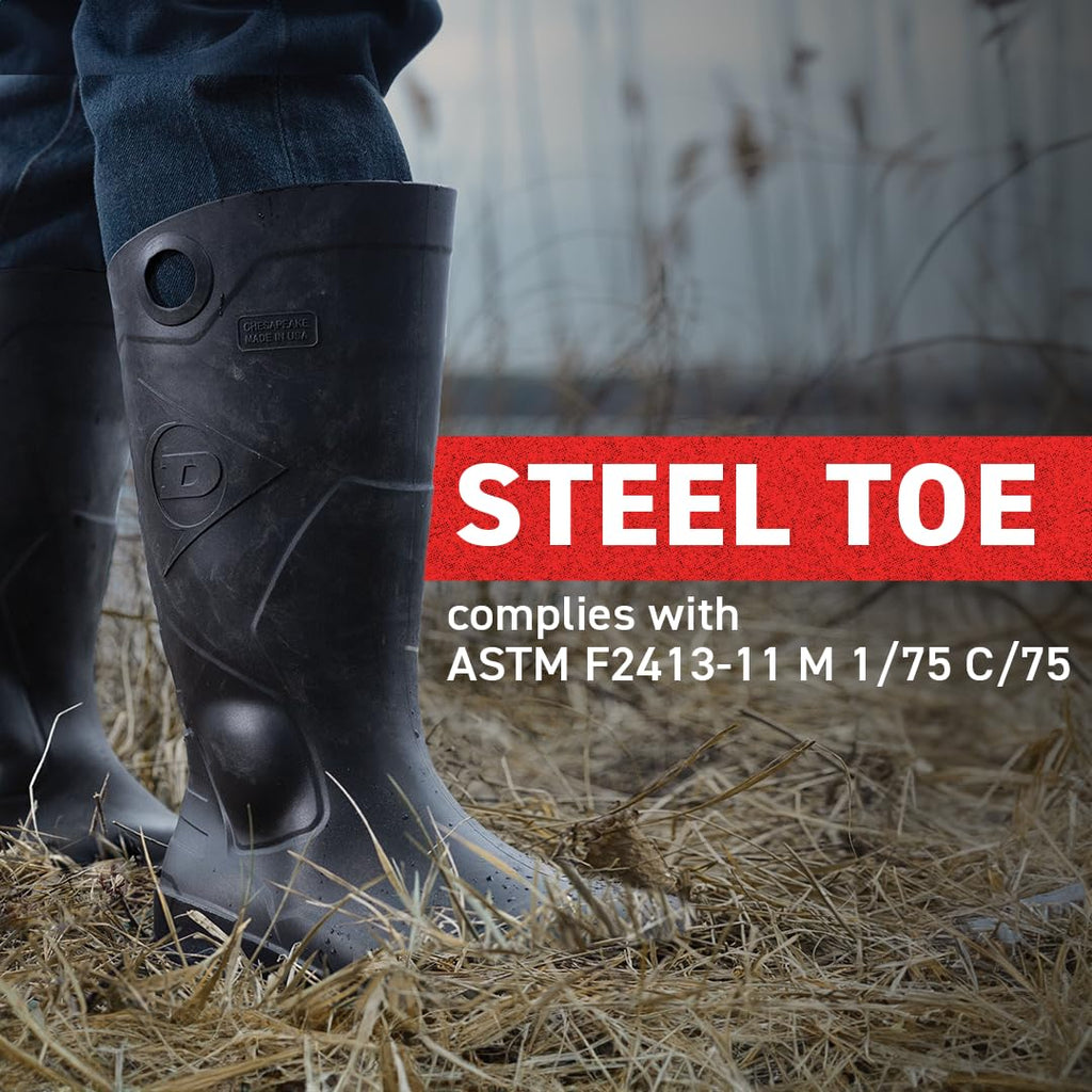 Black PVC Waterproof Steel Toe Rubber Boots B61659