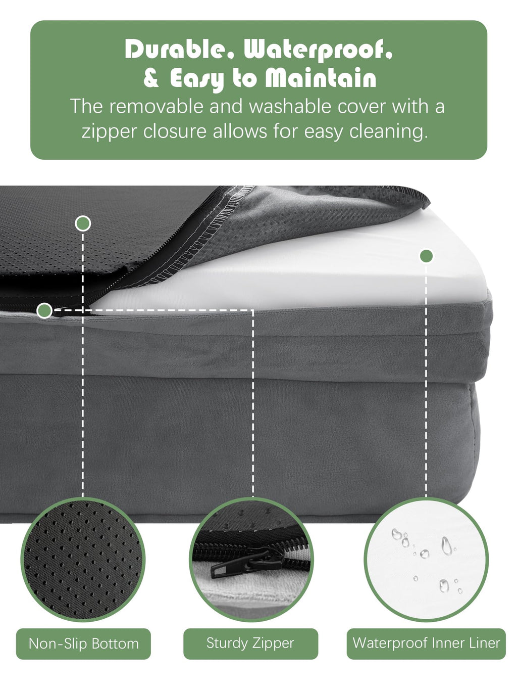 Orthopedic Dog Bed with Sides Grey Q5877
