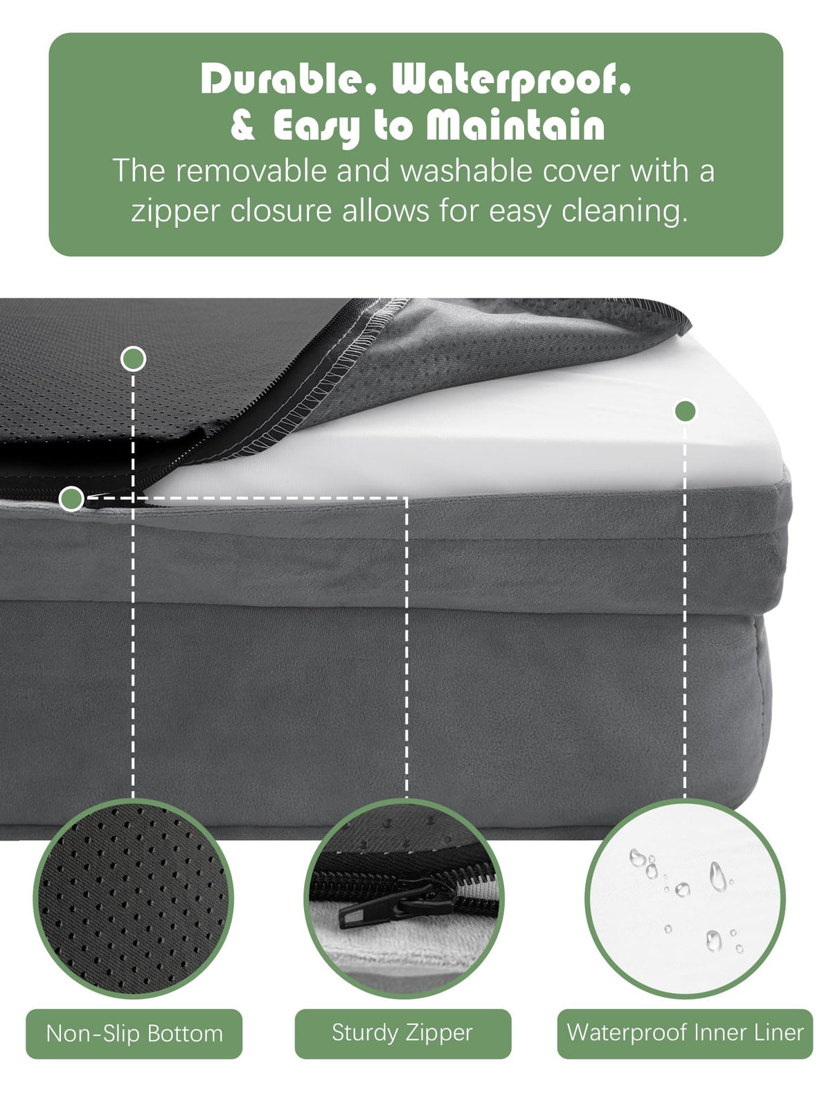 Orthopedic Dog Bed with Sides Grey Q5877