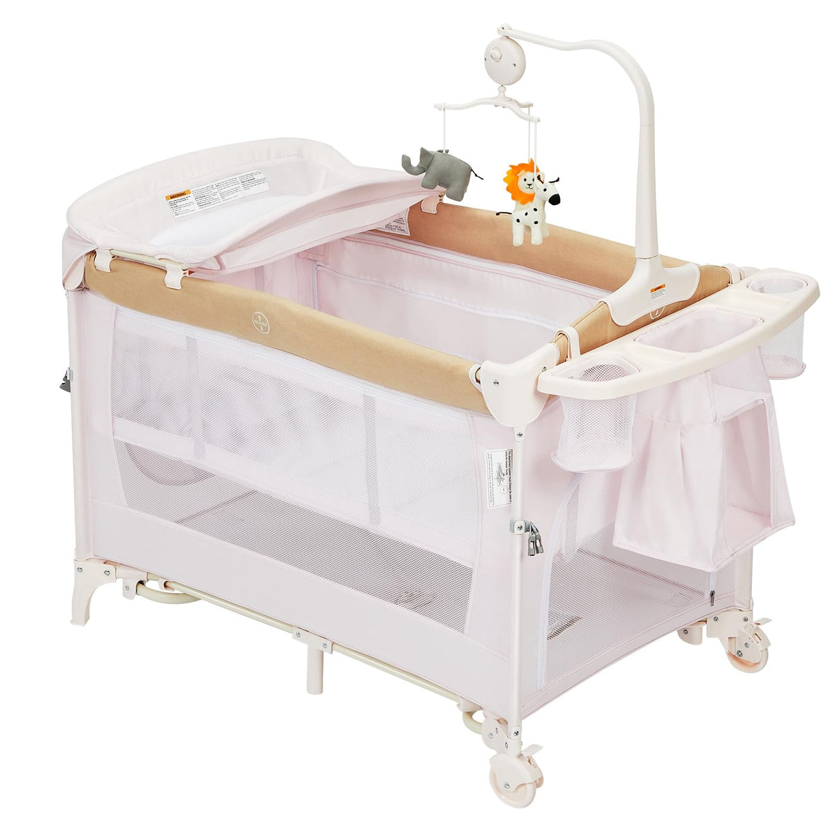 4 in 1 Pack and Play with Bassinet, Changing Table, Playpen and Carry Bag Q307