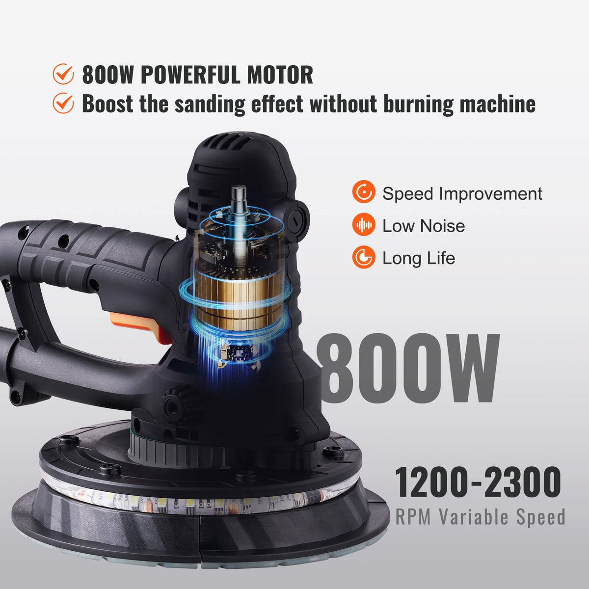 800W Electric Drywall Sander with 12 Sanding Discs L992208