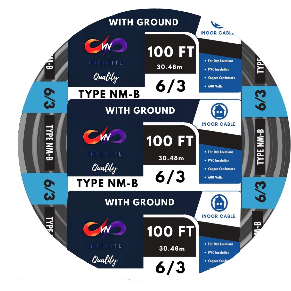Black 100 Ft Non-Metallic Sheathed Cable Y19213