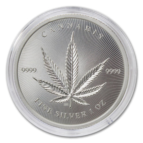 1 oz Silver Cannabis Coin Brilliant Uncirculated in Capsule B561528