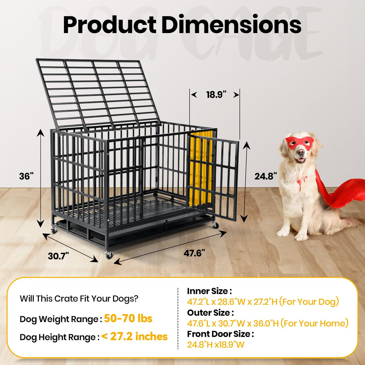 48 Inch Heavy Duty Dog Crate Y658