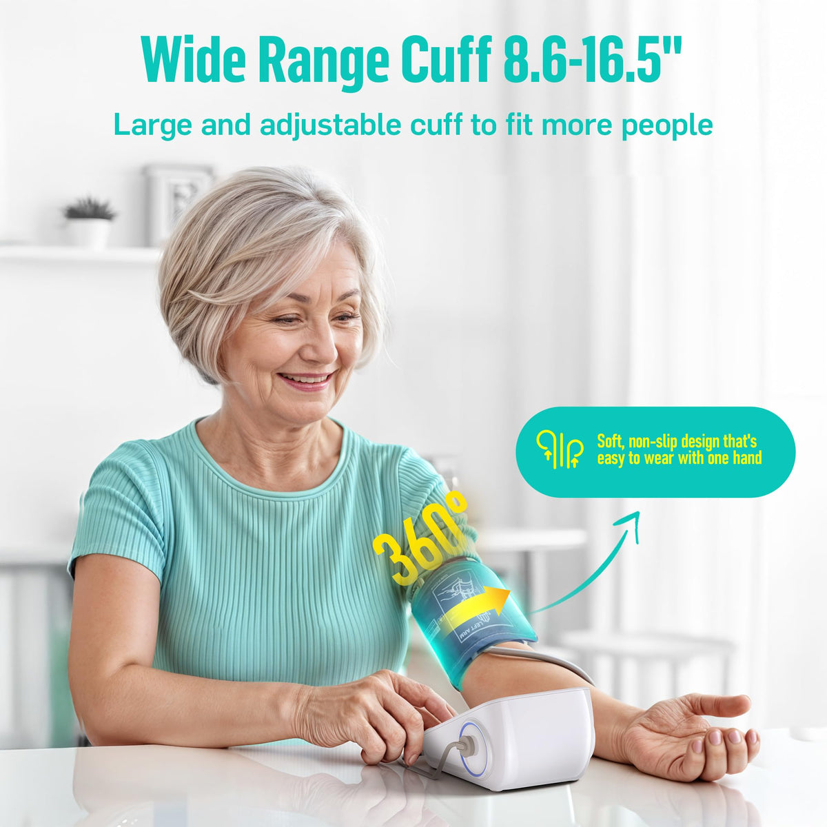 Upper Arm Blood Pressure Monitor with Wide Range Cuff P8065