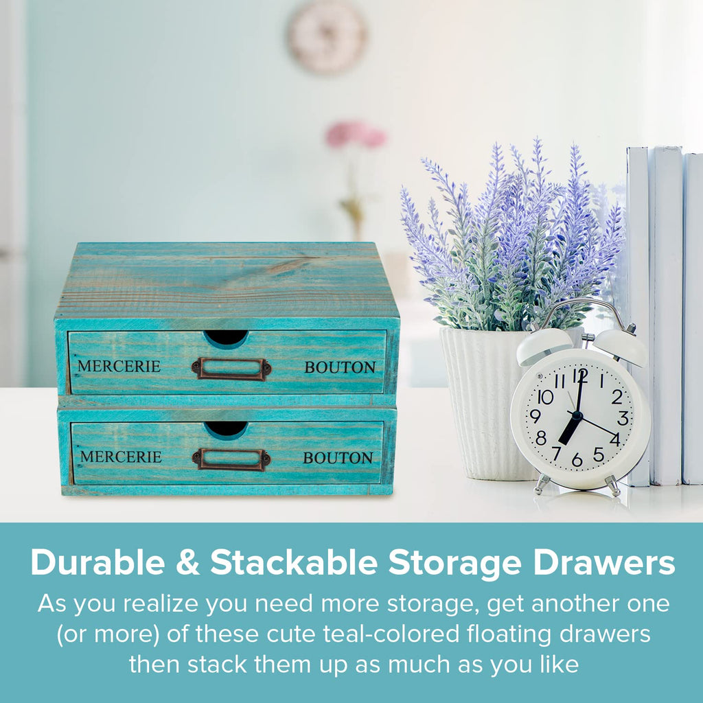 Turquoise Single Drawer Wooden Organizer M592