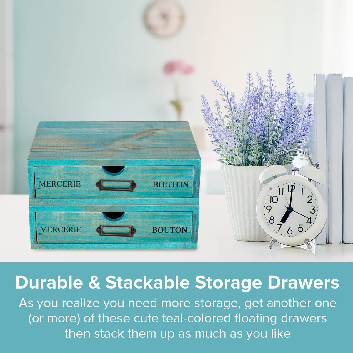 Turquoise Single Drawer Wooden Organizer M592