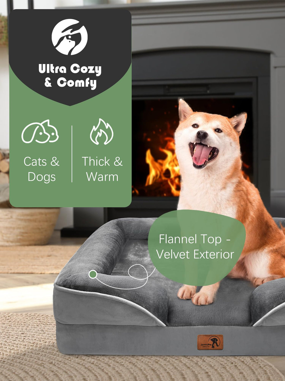 Orthopedic Dog Bed with Sides Grey Q5877