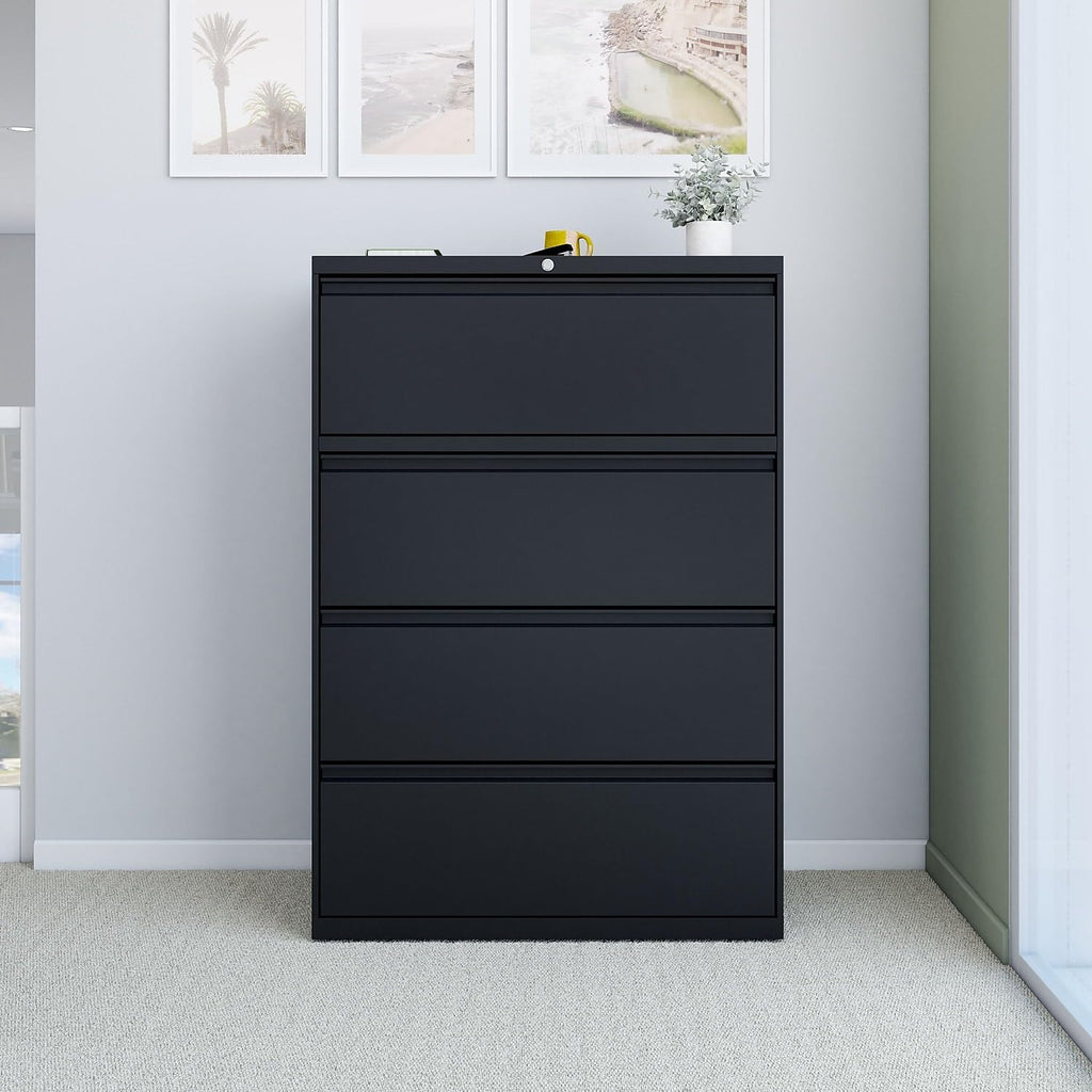 4 Drawer Black Lateral File Cabinet Q9407