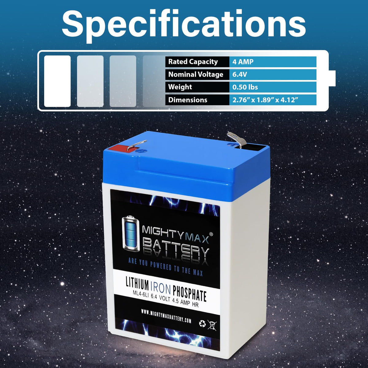 6V 4.5AH Lithium Replacement Battery H3160