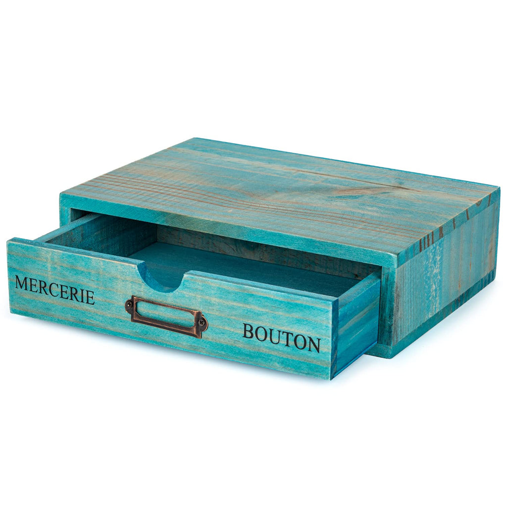 Turquoise Single Drawer Wooden Organizer M592