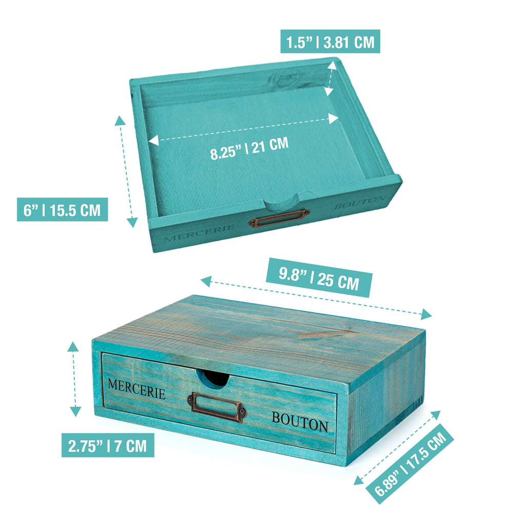 Turquoise Single Drawer Wooden Organizer M592