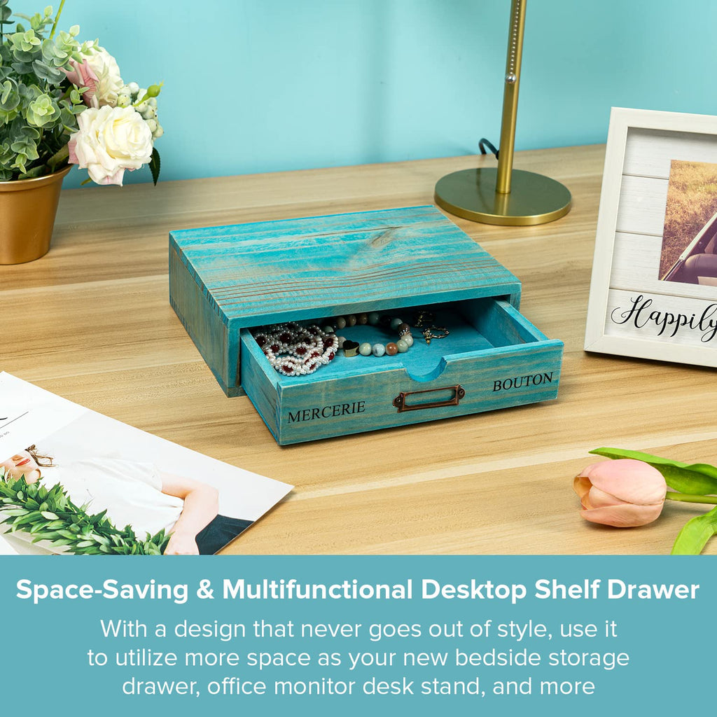 Turquoise Single Drawer Wooden Organizer M592