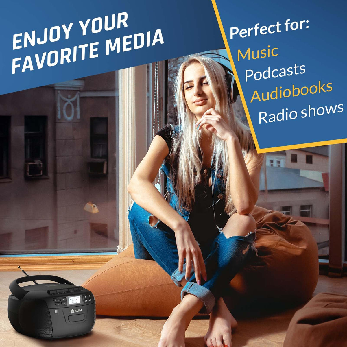 CD Cassette Player with Bluetooth Boombox P751