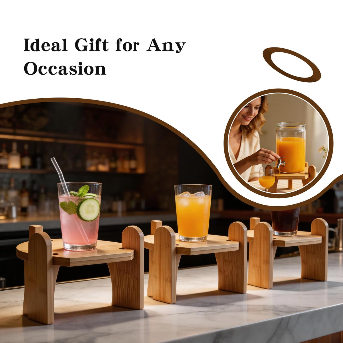Beverage Dispenser with Bamboo Stand Z804994