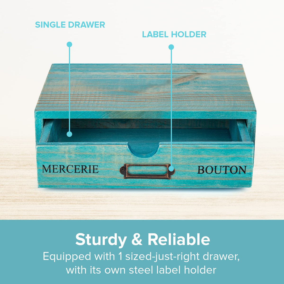 Turquoise Single Drawer Wooden Organizer M592