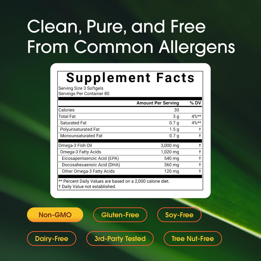 Omega-3 Fish Oil 3,000mg 240 Softgels F280