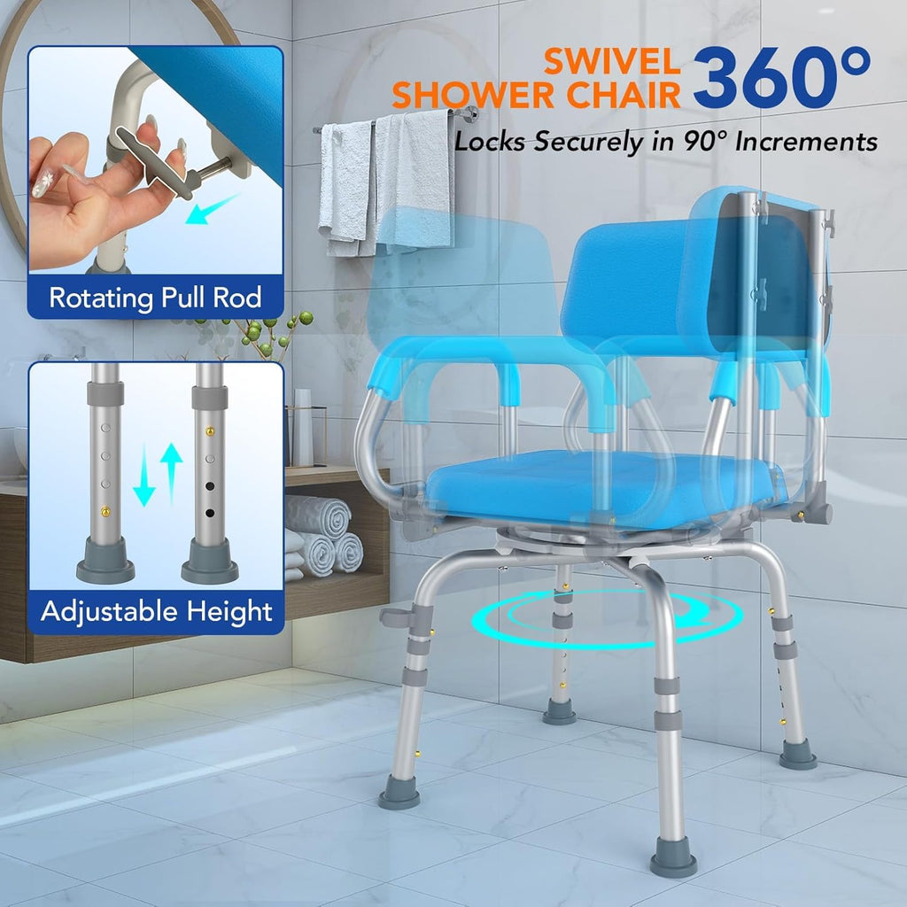 Swivel Shower Chair with Arms and Back U555764