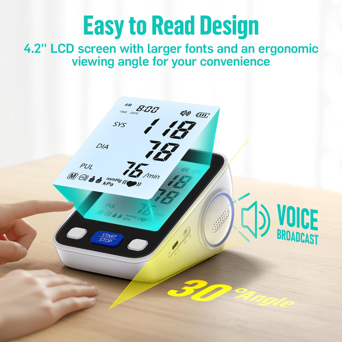 Upper Arm Blood Pressure Monitor with Wide Range Cuff P8065
