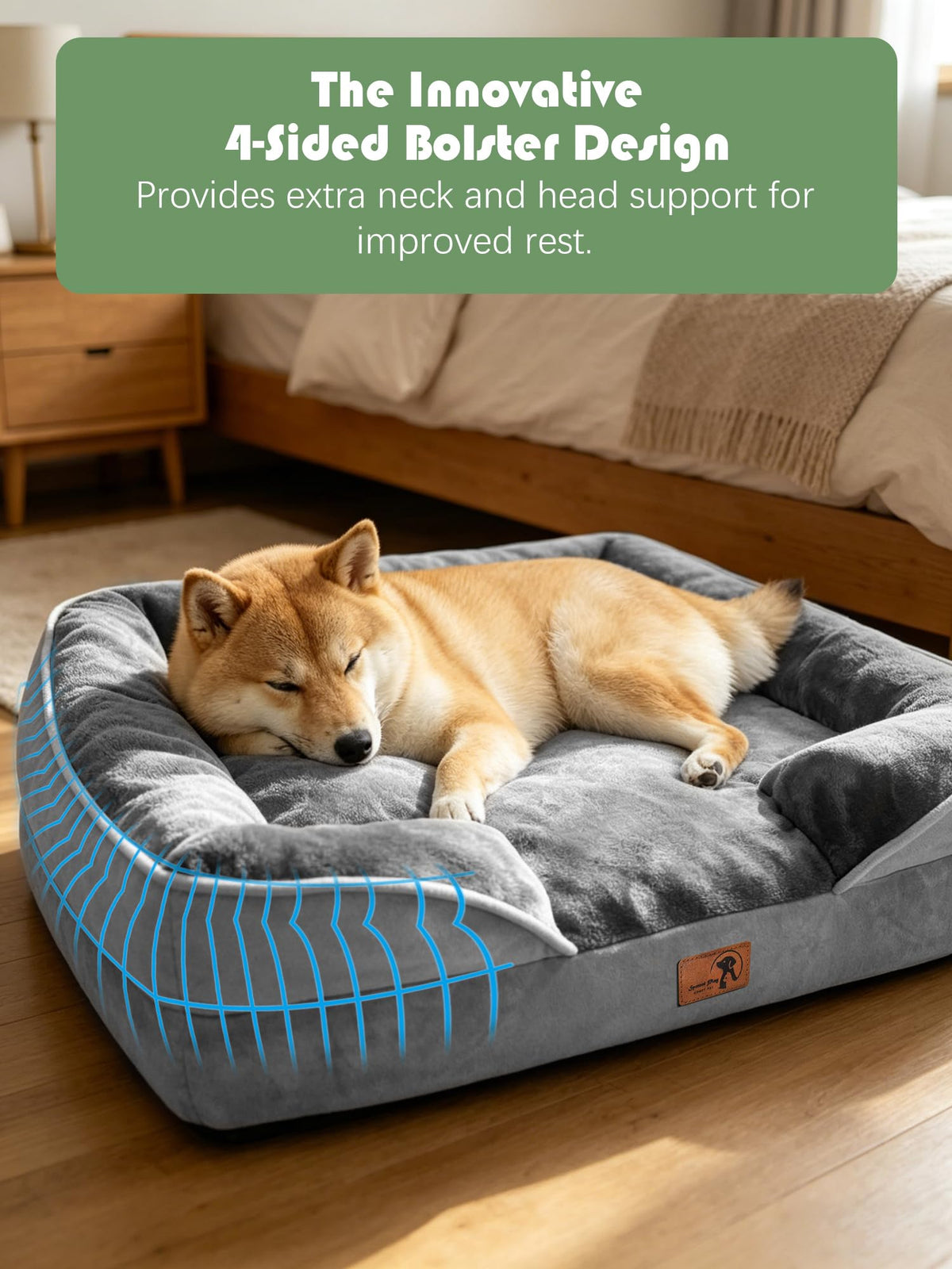 Orthopedic Dog Bed with Sides Grey Q5877
