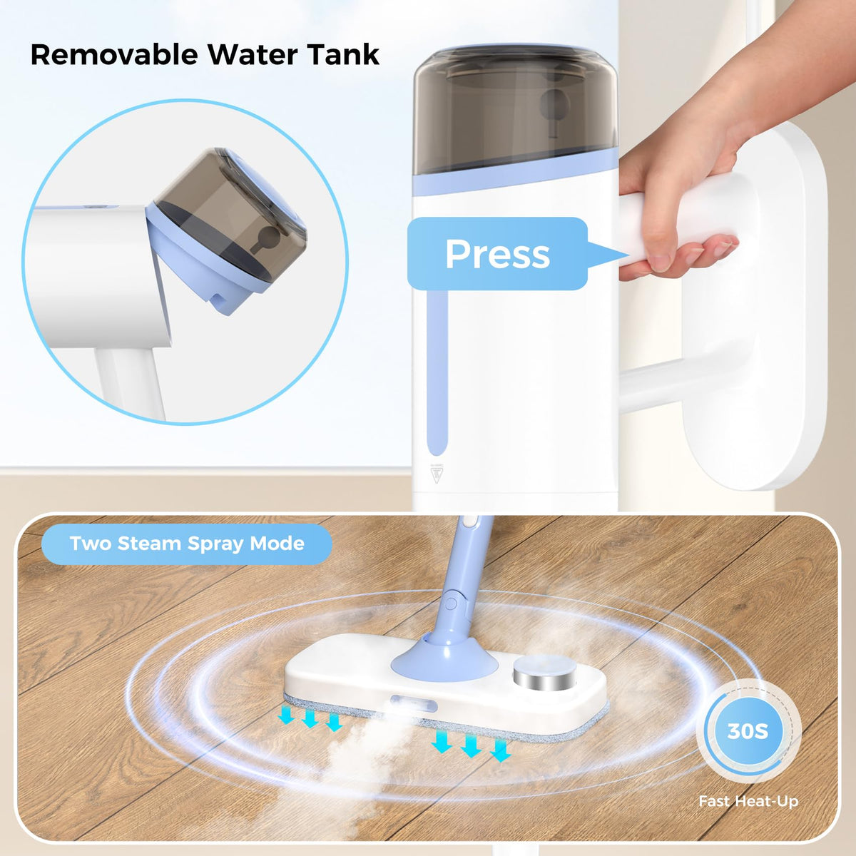 10 in 1 Detachable Handheld Steam Mop V436951