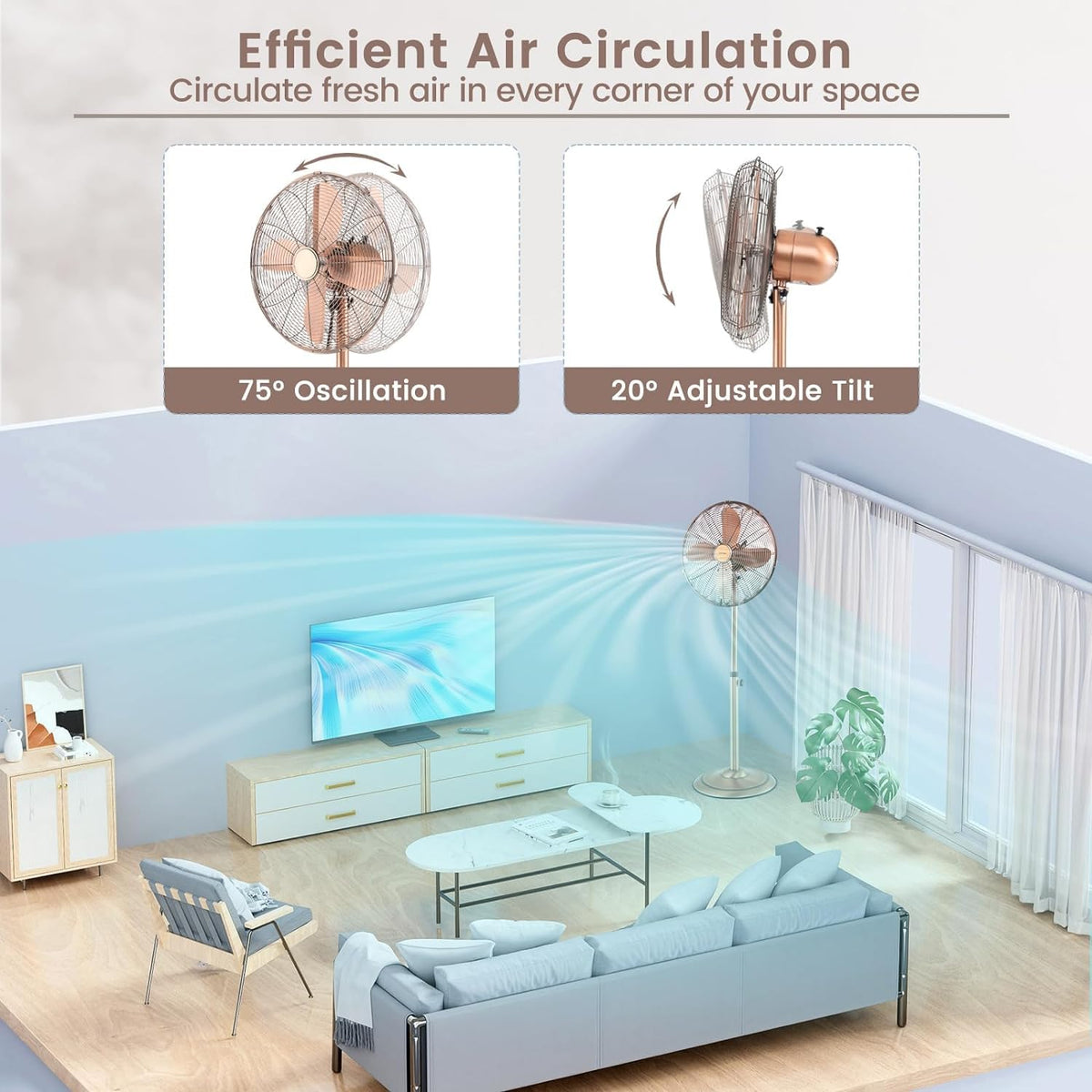 16'' Oscillating Pedestal Fan with 3 Speed G187