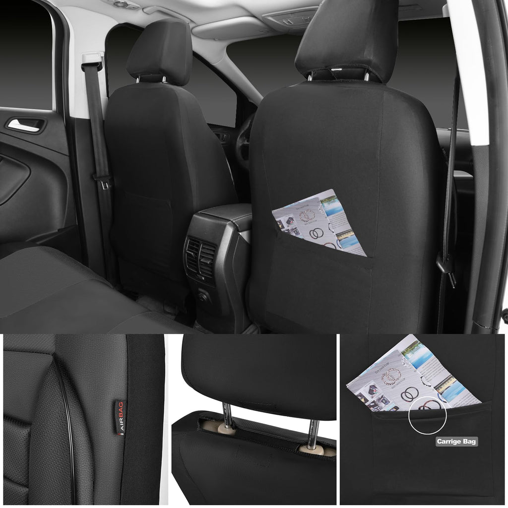 Leather Seat Covers Full Set Water Resistant 3D Foam Back Support 5 Seat Covers E2395